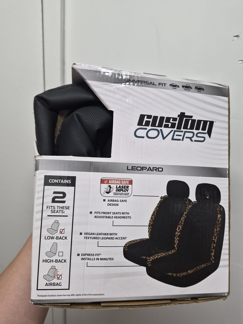 Leopard Pattern Black Seat Covers - Universal Fit